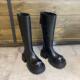 厚底长筒靴女2025新款 秋冬小个子增高不过膝大头高筒靴长靴骑士靴