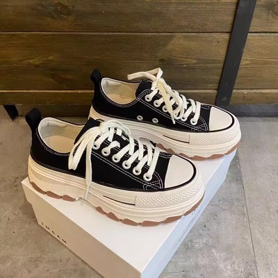 厚底增高帆布鞋女款2025新款爆款百搭软底不累脚低帮透气休闲板鞋