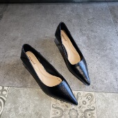 尖头小跟单鞋 女3cm低跟气质高跟鞋 细跟