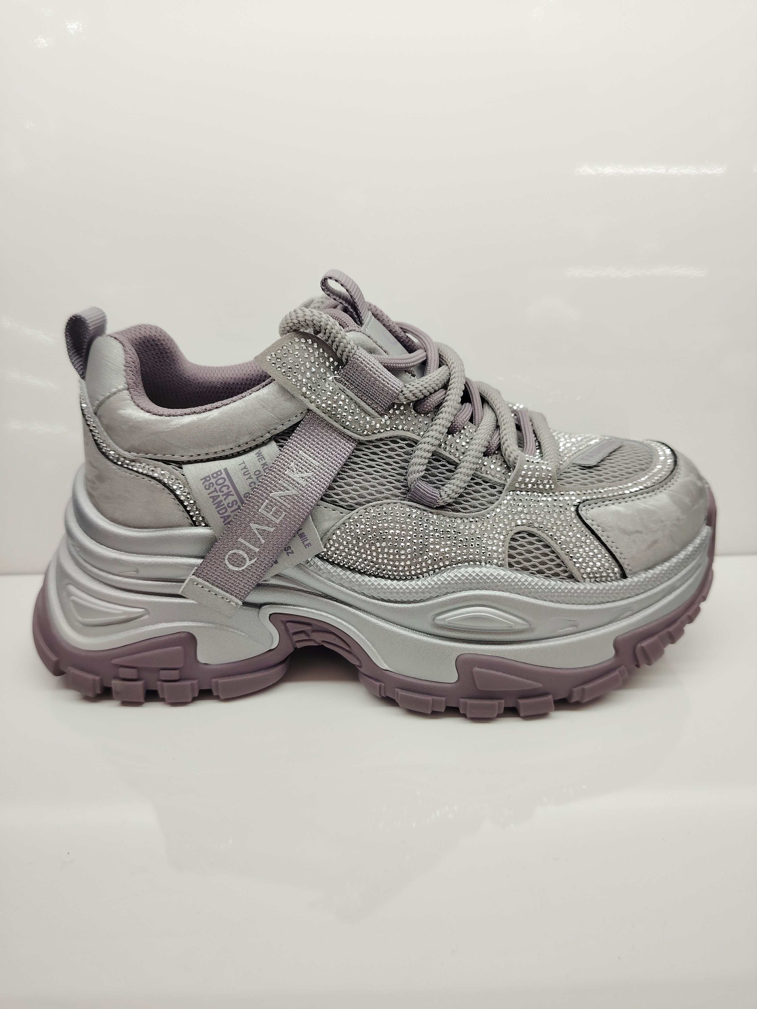 牛皮女式老爹鞋8275双鞋带水钻鞋面轻便防滑厚底2026年春秋款女鞋,女鞋,老爹鞋,淘宝优惠券,粉丝福利购,淘宝优惠卷