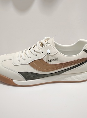 男式真皮休闲鞋83056牛皮系带轻便厚底板鞋2026年新款健步单鞋