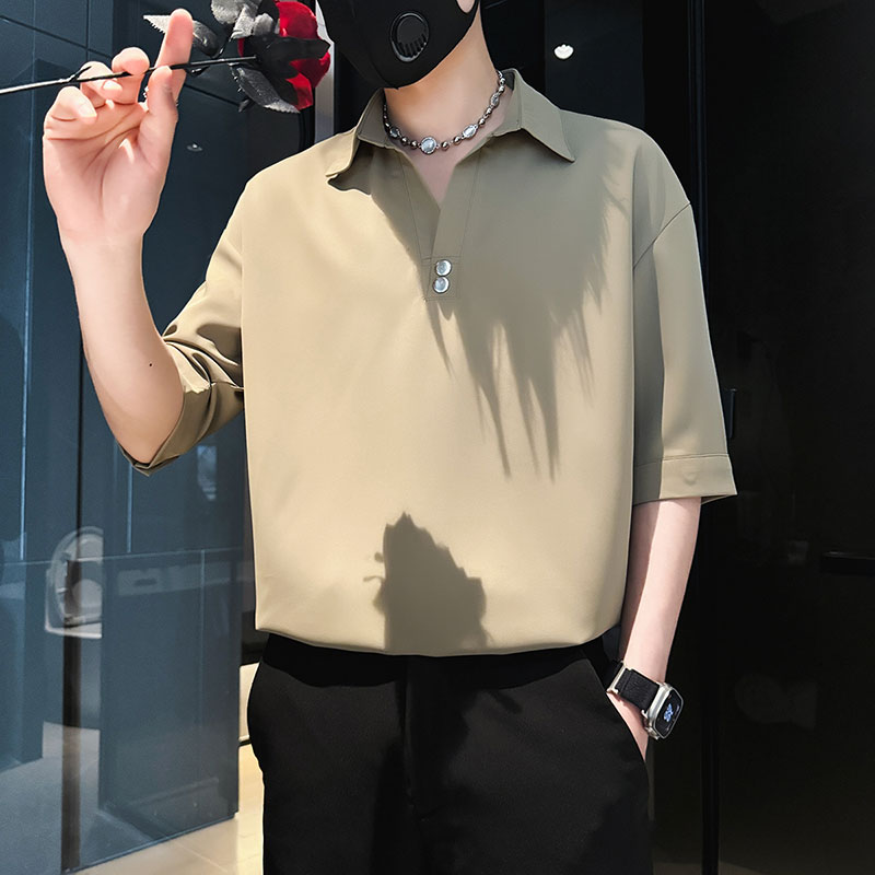 CS262-P58控78夏季中袖衬衫社会小伙潮流男套头衬衣白2,男装衬衫,电商A343