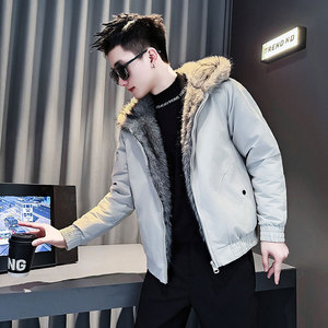 CF147-P148 控198 社会小伙座山雕连帽棉衣外套潮流棉服男 灰白，男装棉衣，电商A343