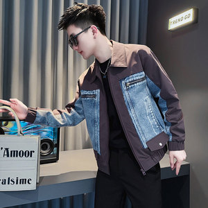 JK213-P108 控148 春季新款社会小伙潮店主风夹克男外套 紫色2图片
