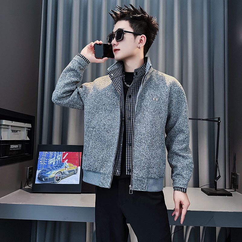 JK241-P138控178秋冬新款小伙店主风加厚夹克男外套灰,男装夹克,电商A343