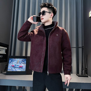 CF157-P138控188社会小伙点店主风皮棉衣外套潮流棉服男棉袄红