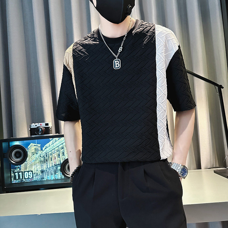 TX351-P48控68春夏店主风社会小伙男潮圆领短袖T恤tee男白4,男装T恤,电商A343