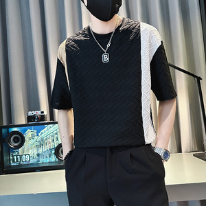TX351-P48 控68 春夏店主风社会小伙男潮圆领短袖T恤tee男 白4图片