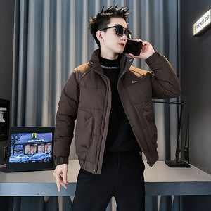 CF143-P138 控178 社会小伙店主风假两件棉衣外套潮流棉服男 咖图片