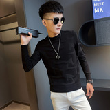 MY108-P75控1052025秋冬新款社会小伙时尚圆领针织衫毛衣男黑1，男装针织衫/毛衣，电商A343