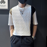 TX351-P48控68春夏店主风社会小伙男潮圆领短袖T恤tee男白4，男装T恤，电商A343
