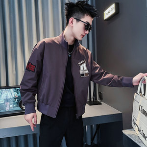 JK200-P98 控138 春季新款社会小伙潮店主风夹克男外套 紫1,男装夹克,电商A343