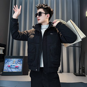 CF143-P138 控178 社会小伙店主风假两件棉衣外套潮流棉服男 黑图片