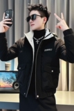 CF75-P138控178社会小伙ins连帽衣外套修身服男黑1，男装棉衣，电商A343
