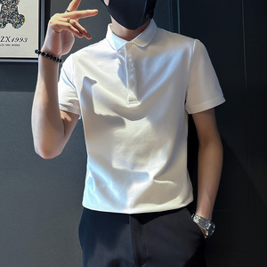 PL89-特P40 控60 男潮青少年店主风小伙修身短袖polo衫 蓝3图片