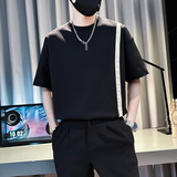 TX349-P48控68春夏店主风社会小伙男潮圆领短袖T恤tee男绿2，男装T恤，电商A343