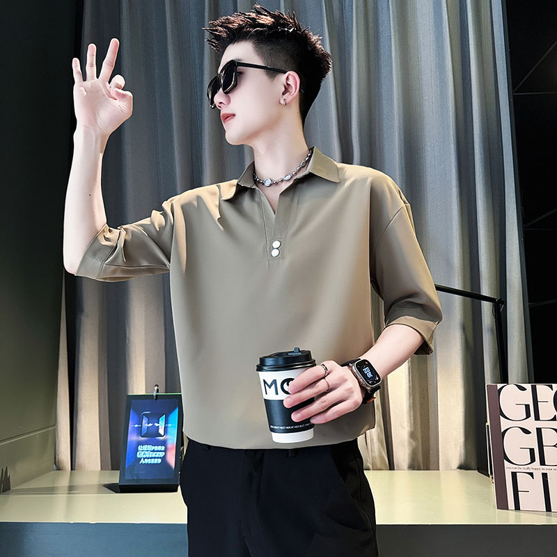 CS262-P58控78夏季中袖衬衫社会小伙潮流男套头衬衣白1,男装衬衫,电商A343