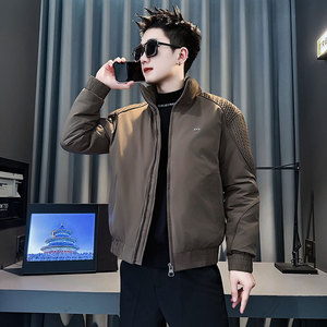 CF151-P138 控178 社会小伙麦穗拼接棉衣外套潮流棉服男棉袄 红图片