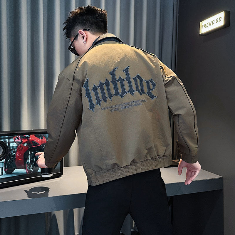 JK220-P108 控148 秋冬新款社会小伙假两件夹克拼牛仔外套 咖1图片