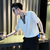 CS272-P58控78夏季中袖衬衫社会小伙潮流男衬衣卡其1，男装衬衫，电商A343