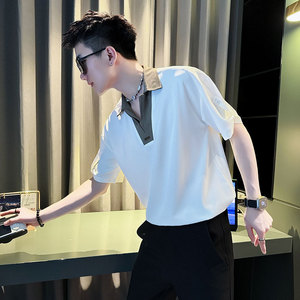 CS272-P58 控78 夏季中袖衬衫社会小伙潮流男衬衣 卡其1图片