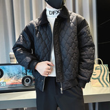 CF72-P135控175社会小伙翻领ins衣外套修身服男黑1，男装棉衣，电商A343