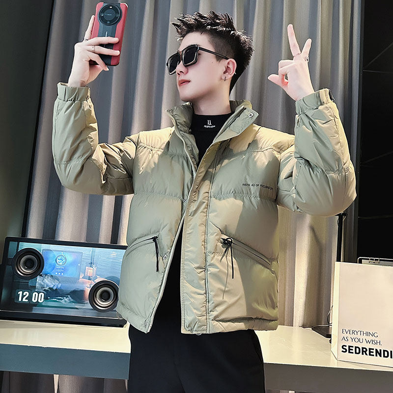 CF86-P148 控198 社会小伙立领ins棉衣外套潮流羽绒服男 绿1图片