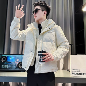 CF87-P148 控198 社会小伙假两件羽绒衣外套潮流羽绒服男 白1图片