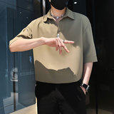 CS262-P58控78夏季中袖衬衫社会小伙潮流男套头衬衣卡2，男装衬衫，电商A343