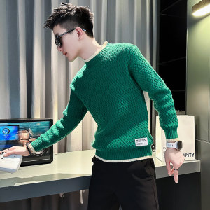 MY176-P68 控98 社会小伙毛衣打底男针织衫线衣 绿色2图片