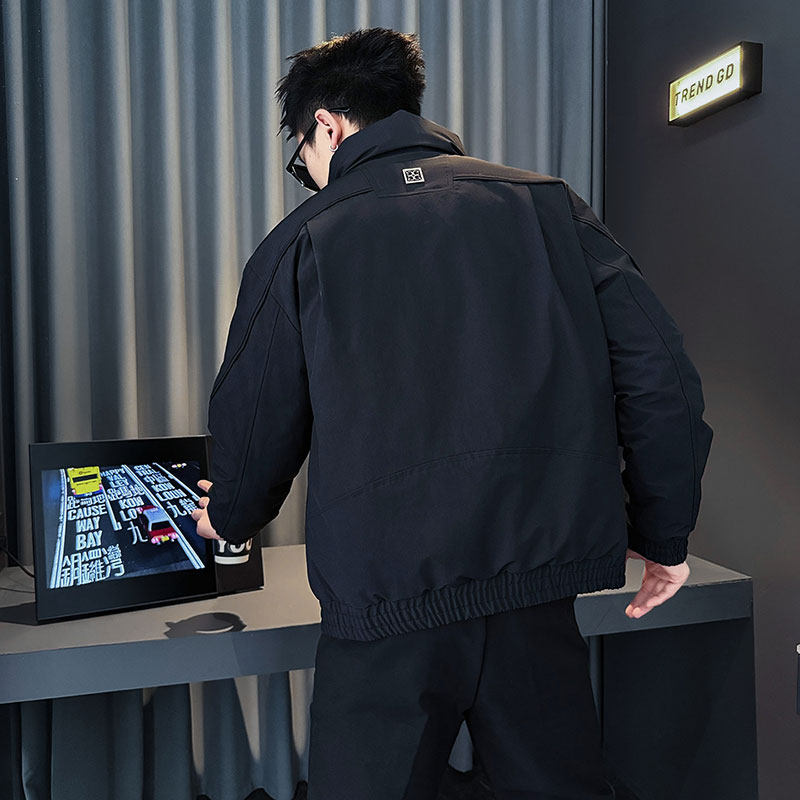 CF141-P138控178社会小伙店主风棉衣外套潮流棉服男黑,男装棉衣,电商A343