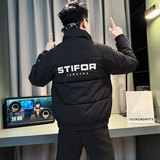 CF101-P138控178社会小伙店主风立领棉衣外套潮流棉服男黑1，男装棉衣，电商A343