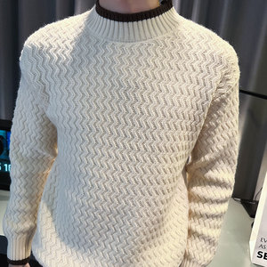 MY176-P68 控98 社会小伙毛衣打底男针织衫线衣 米2图片