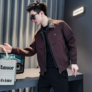 JK225-P108 控148 秋冬新款社会小伙店主风夹克男外套 酒红图片