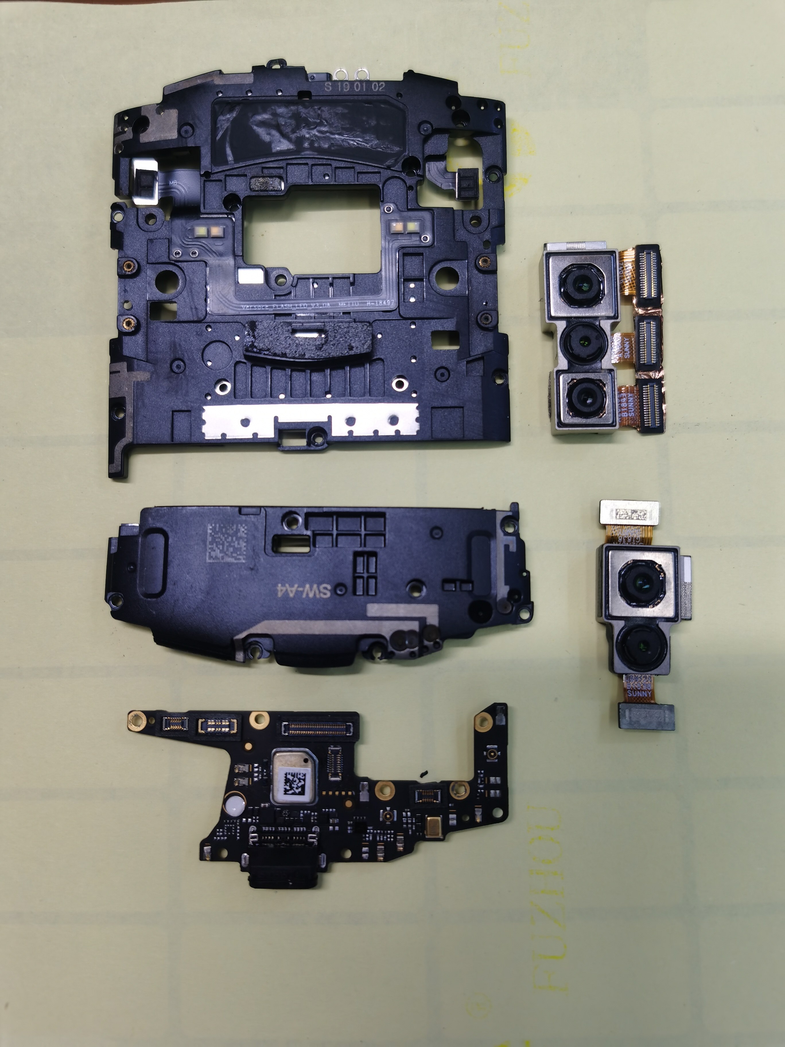 美图v7  尾插送话充电小板 喇叭扬声器 照相头 感光排线 主板盖