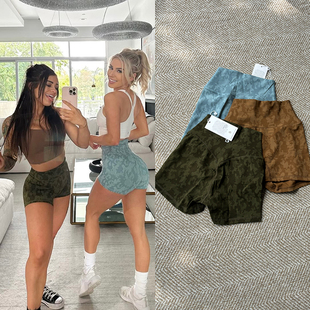 Morningoolala BB高腰迷彩运动健身训练瑜伽CF短裤 女 有大码