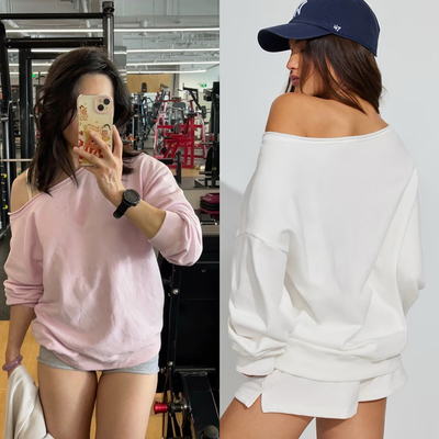 SoftTerry Off SHoulder Sweatshirt 一字肩运动休闲棉质卫衣 女
