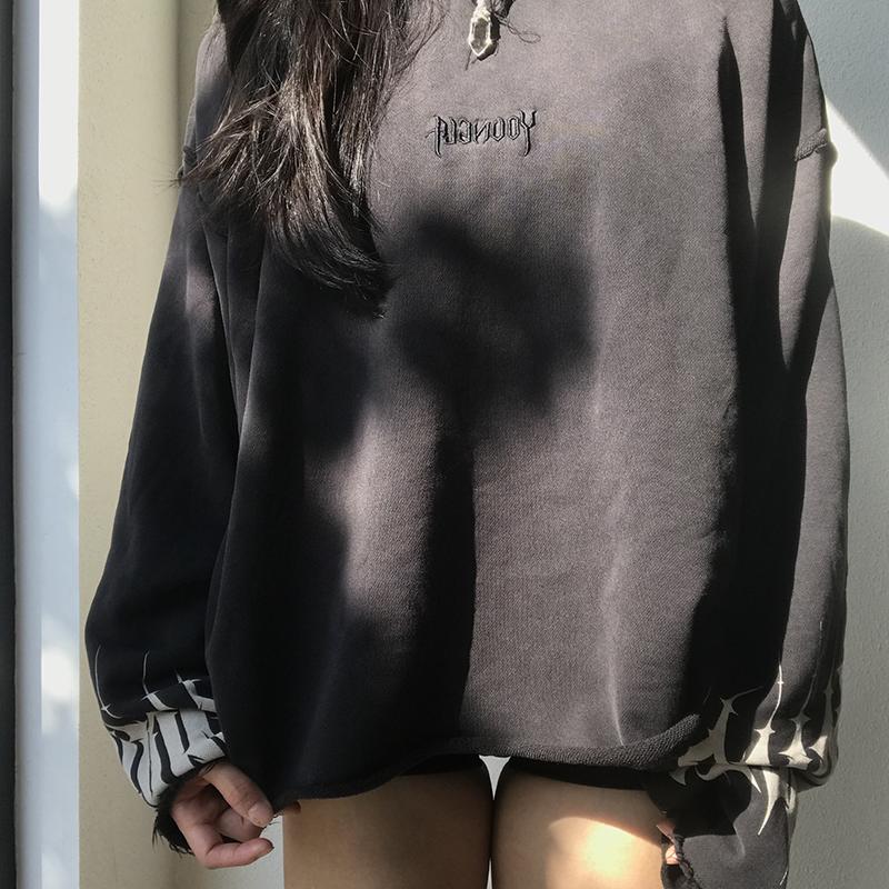 Morningoolala 早于G网！水洗毛圈连帽宽松运动休闲长袖上衣 男女
