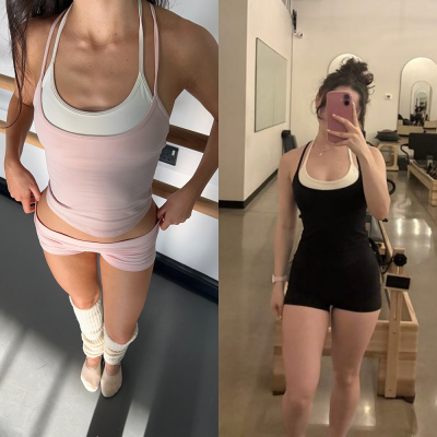 Morningoolala Active Layered Tank Top 两件带胸垫健身瑜伽背心