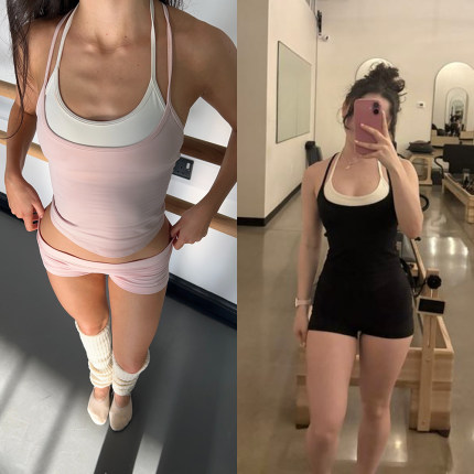 Morningoolala Active Layered Tank Top 两件带胸垫健身瑜伽背心