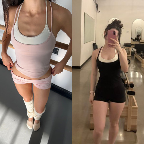 Morningoolala Active Layered Tank Top 两件带胸垫健身瑜伽背心