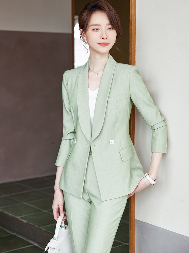 뉴 슈트 수트 페미닌 슬림 민트 그린 출퇴근 전문복 여름 점장 면접 정장 출근복