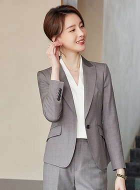 灰色西装外套女2026新款气质时尚工装面试正装西服套装前台工作服
