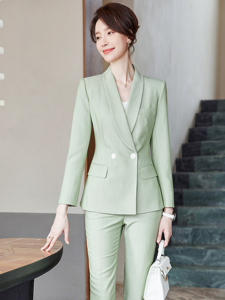 뉴 슈트 수트 페미닌 슬림 민트 그린 출퇴근 전문복 여름 점장 면접 정장 출근복