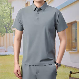 轻奢商务休闲运动POLO上衣长裤两件套装夏冰丝T恤中年5955P115，男装休闲套装，星座1010A-1