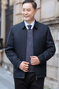 轻薄鹅绒服男士中老年行政商务羽绒服夹克翻领加厚外套23196P140图片