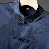 夏季唐装短袖套装男新式风爸爸装两件套装P50单件批35，男装休闲套装，星座1010A-1