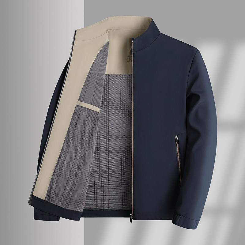 爸爸春装外套中年男士立领夹克中老年上衣爷爷秋季薄款衣服B06P45，男装夹克，星座1010A-1