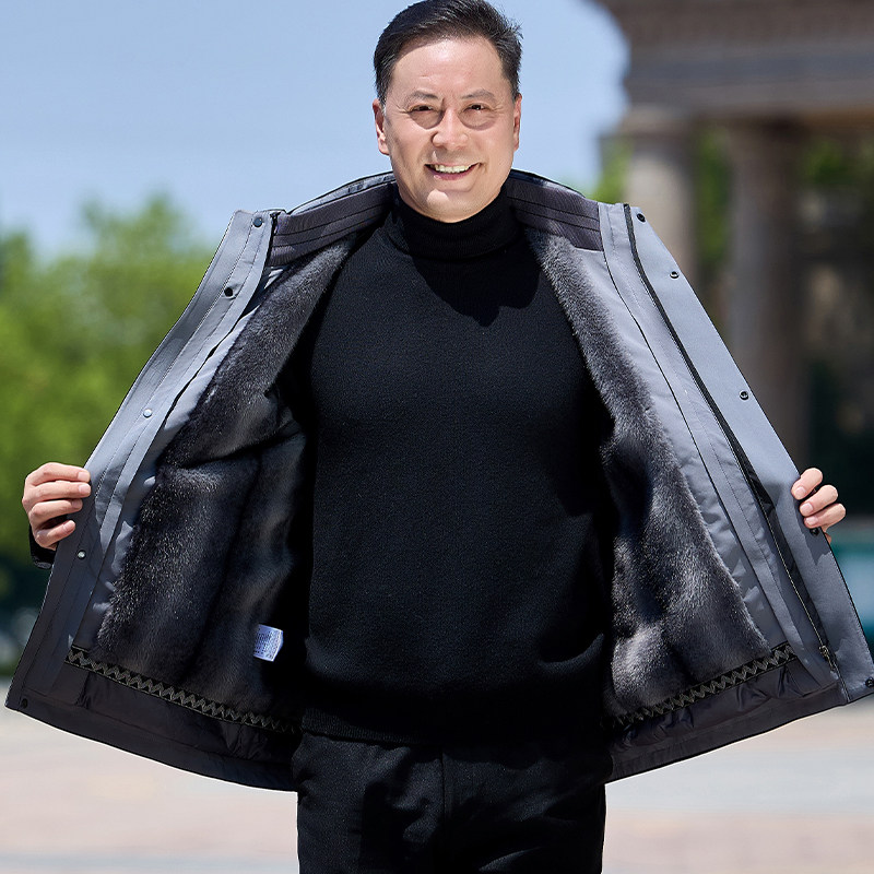 中老年爸爸装可拆卸内胆外套冬季新款加绒加厚鹅绒羽绒服3037P258,男装羽绒服,星座1010A-1