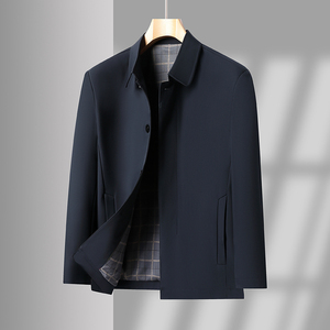 春装商务休闲夹克男行政纽扣春秋季外套男爸爸爷爷装红色6529P60